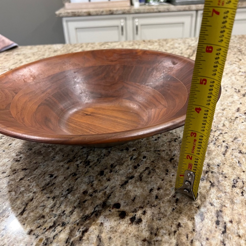 Large Wooden Salad Serving Bowl Segmented Wood 12 Inch Round Centerpiece Brown - Picture 4 of 10